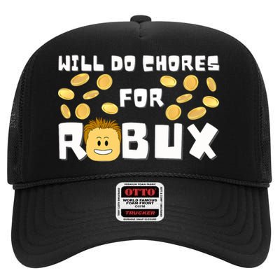 Noob And Professional Gamer Will Do Chores For Robux High Crown Mesh Back Trucker Hat