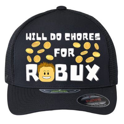 Noob And Professional Gamer Will Do Chores For Robux Flexfit Unipanel Trucker Cap