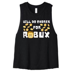 Noob And Professional Gamer Will Do Chores For Robux Women's Racerback Cropped Tank