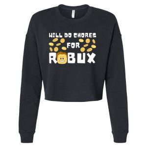 Noob And Professional Gamer Will Do Chores For Robux Cropped Pullover Crew