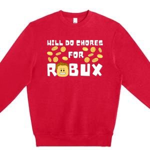 Noob And Professional Gamer Will Do Chores For Robux Premium Crewneck Sweatshirt