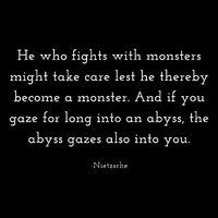 Nietzsche Abyss Philosophy Quote V-Neck T-Shirt
