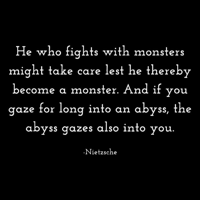 Nietzsche Abyss Philosophy Quote Drawstring Bag