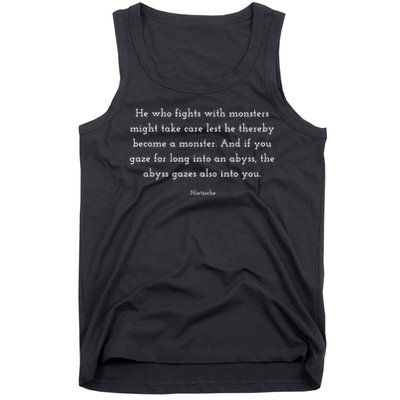 Nietzsche Abyss Philosophy Quote Tank Top