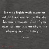 Nietzsche Abyss Philosophy Quote Vector Backpack
