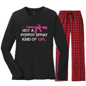 Not A Pepper Spray Kind Of Girl Pro Gun Owner Rights Saying Women's Long Sleeve Flannel Pajama Set 