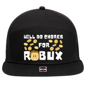 Noob And Professional Gamer Will Do Chores For Robux Gift 7 Panel Mesh Trucker Snapback Hat