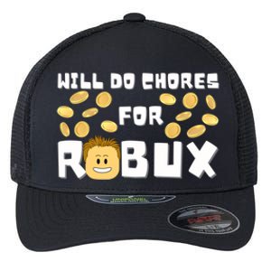 Noob And Professional Gamer Will Do Chores For Robux Gift Flexfit Unipanel Trucker Cap