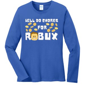 Noob And Professional Gamer Will Do Chores For Robux Gift Ladies Long Sleeve Shirt