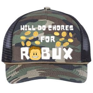 Noob And Professional Gamer Will Do Chores For Robux Gift Retro Rope Trucker Hat Cap