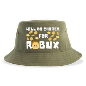 Noob And Professional Gamer Will Do Chores For Robux Gift Sustainable Bucket Hat