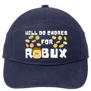 Noob And Professional Gamer Will Do Chores For Robux Gift 7-Panel Snapback Hat