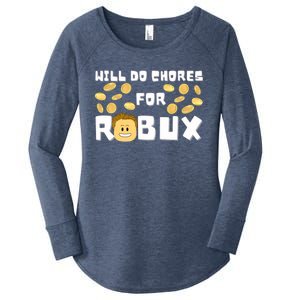 Noob And Professional Gamer Will Do Chores For Robux Gift Women's Perfect Tri Tunic Long Sleeve Shirt