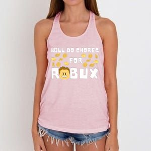 Noob And Professional Gamer Will Do Chores For Robux Gift Women's Knotted Racerback Tank