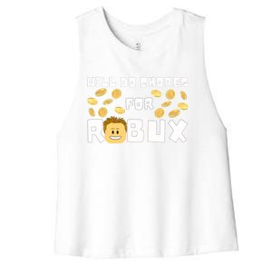 Noob And Professional Gamer Will Do Chores For Robux Gift Women's Racerback Cropped Tank