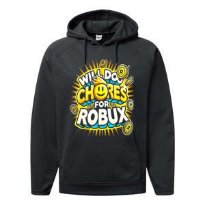 Noob And Professional Gamer Will Do Chores Performance Fleece Hoodie