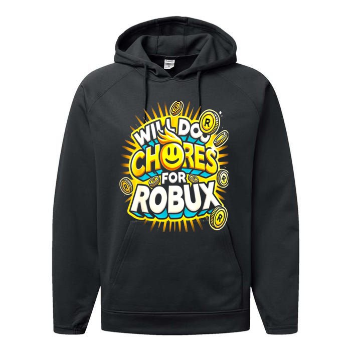 Noob And Professional Gamer Will Do Chores Performance Fleece Hoodie