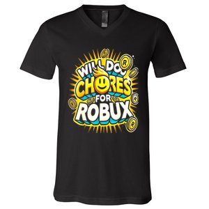 Noob And Professional Gamer Will Do Chores V-Neck T-Shirt