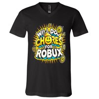 Noob And Professional Gamer Will Do Chores V-Neck T-Shirt