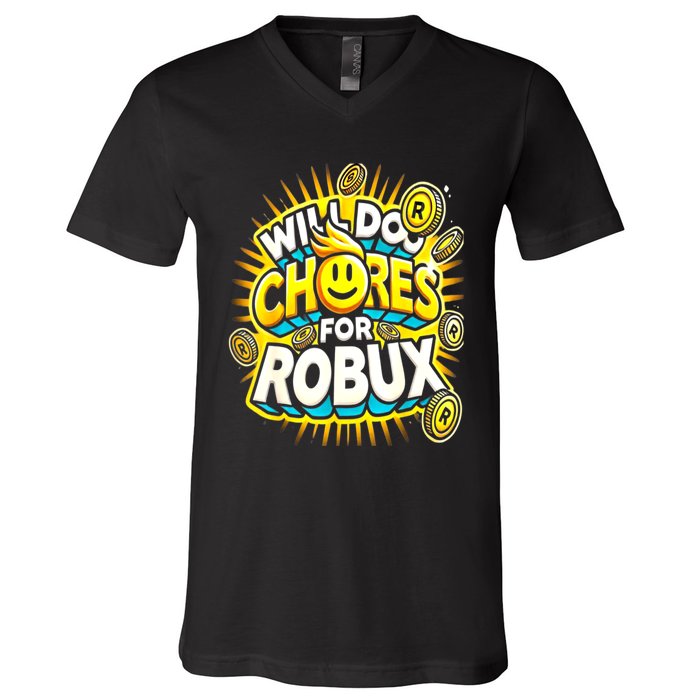 Noob And Professional Gamer Will Do Chores V-Neck T-Shirt