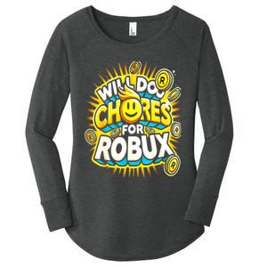 Noob And Professional Gamer Will Do Chores Women's Perfect Tri Tunic Long Sleeve Shirt