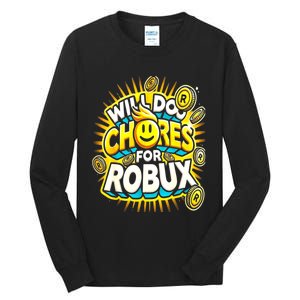 Noob And Professional Gamer Will Do Chores Tall Long Sleeve T-Shirt