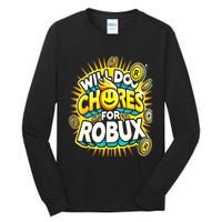 Noob And Professional Gamer Will Do Chores Tall Long Sleeve T-Shirt