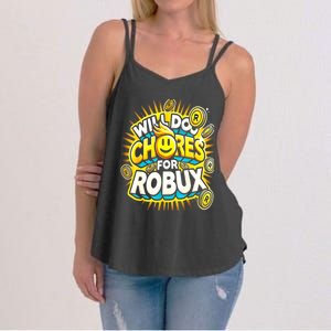 Noob And Professional Gamer Will Do Chores Women's Strappy Tank