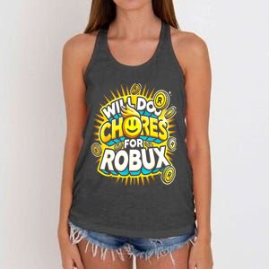 Noob And Professional Gamer Will Do Chores Women's Knotted Racerback Tank