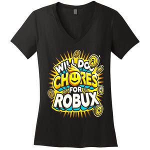 Noob And Professional Gamer Will Do Chores Women's V-Neck T-Shirt