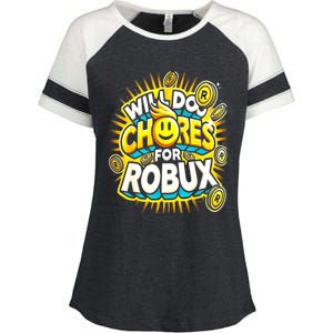 Noob And Professional Gamer Will Do Chores Enza Ladies Jersey Colorblock Tee