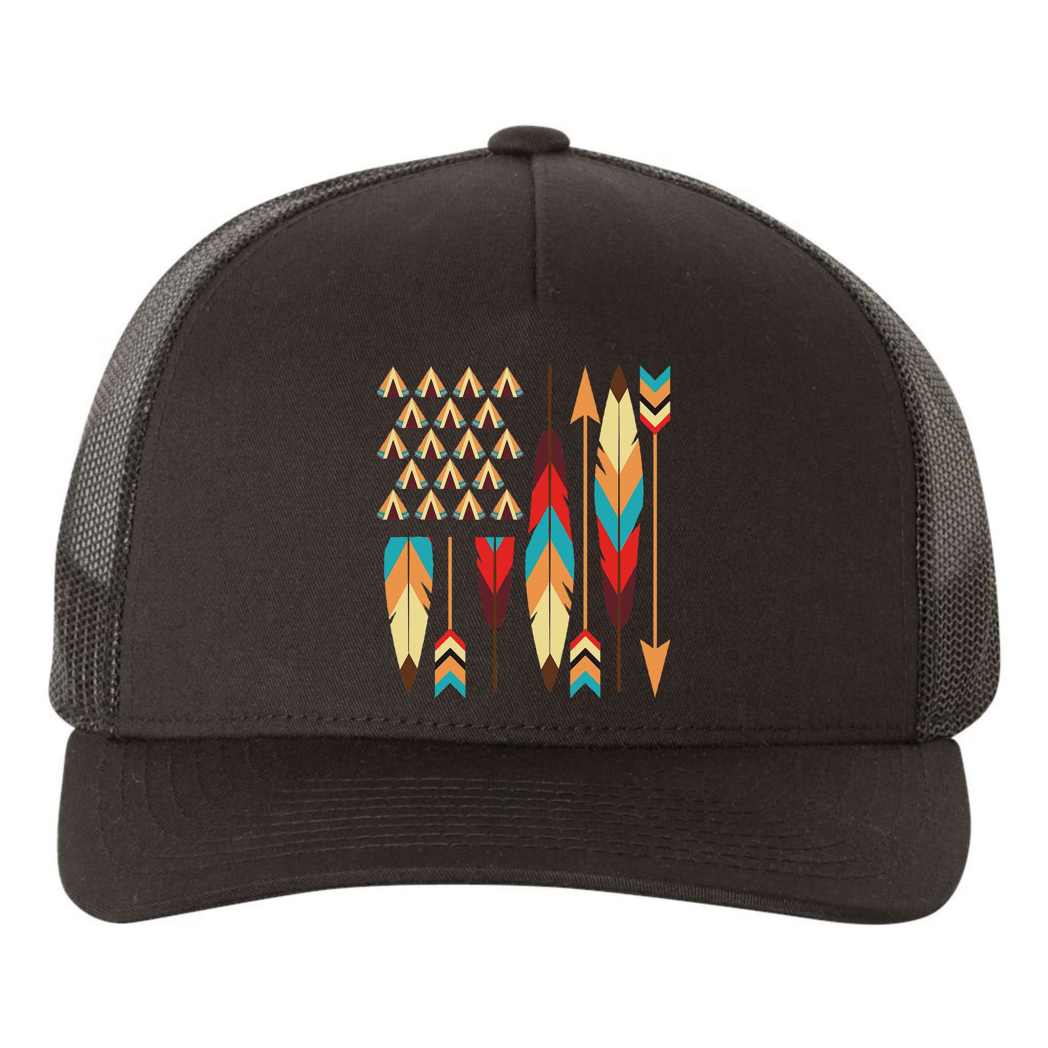 Native American Pride Usa Flag Yupoong Adult 5-Panel Trucker Hat