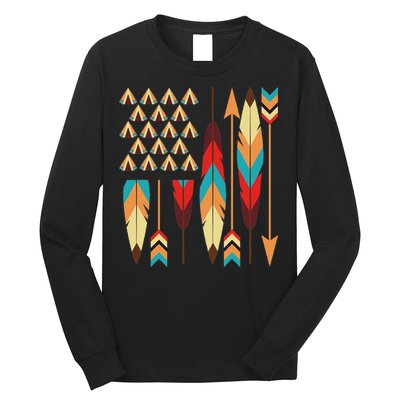 Native American Pride Usa Flag Long Sleeve Shirt