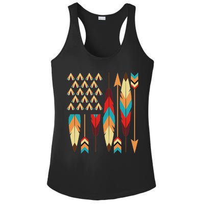 Native American Pride Usa Flag Ladies PosiCharge Competitor Racerback Tank