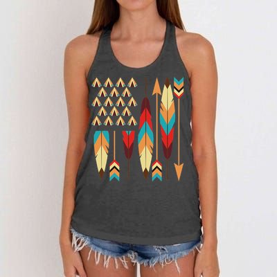 Native American Pride Usa Flag Women's Knotted Racerback Tank
