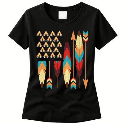 Native American Pride Usa Flag Womens T-Shirt