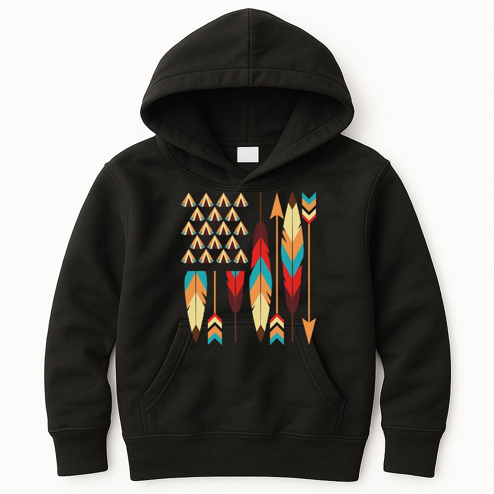 Native American Pride Usa Flag Kids Hoodie