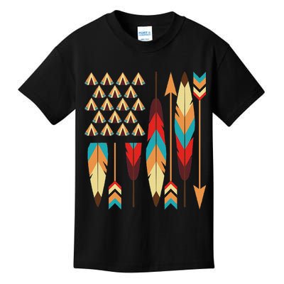Native American Pride Usa Flag Kids T-Shirt