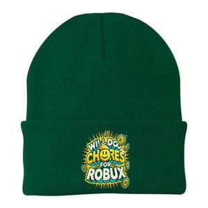 Noob And Professional Gamer Will Do Chores For Robux Knit Cap Winter Beanie