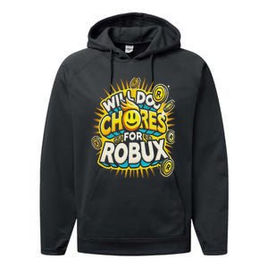 Noob And Professional Gamer Will Do Chores For Robux Performance Fleece Hoodie