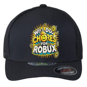 Noob And Professional Gamer Will Do Chores For Robux Flexfit Unipanel Trucker Cap