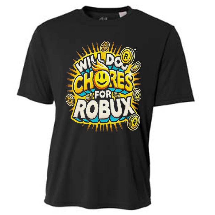 Noob And Professional Gamer Will Do Chores For Robux Cooling Performance Crew T-Shirt