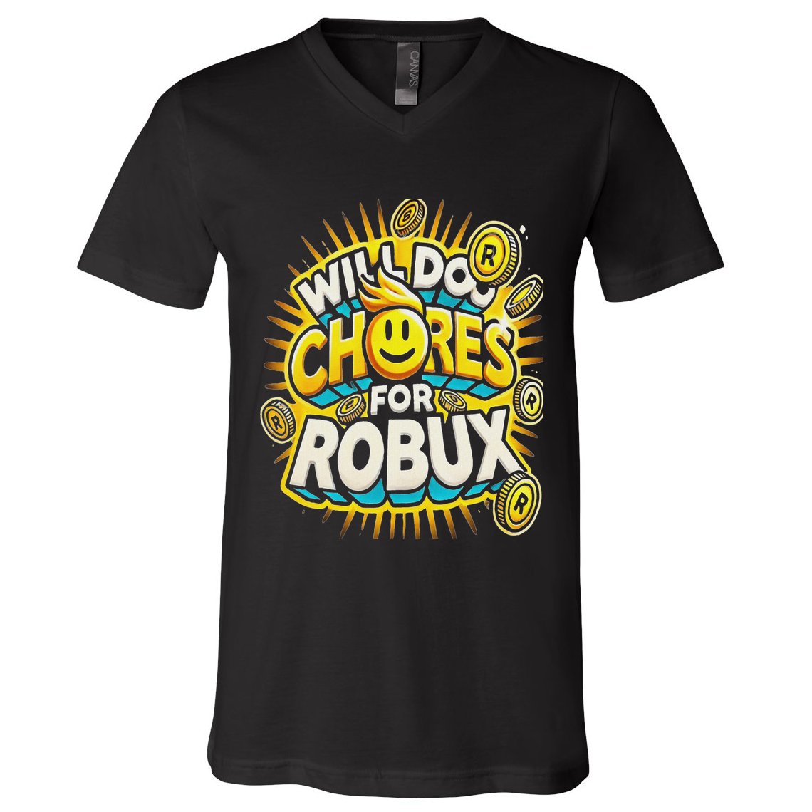 Noob And Professional Gamer Will Do Chores For Robux V-Neck T-Shirt
