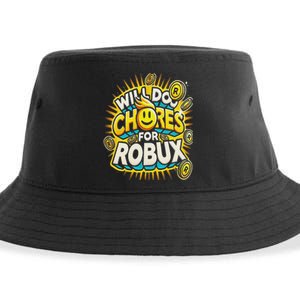 Noob And Professional Gamer Will Do Chores For Robux Sustainable Bucket Hat