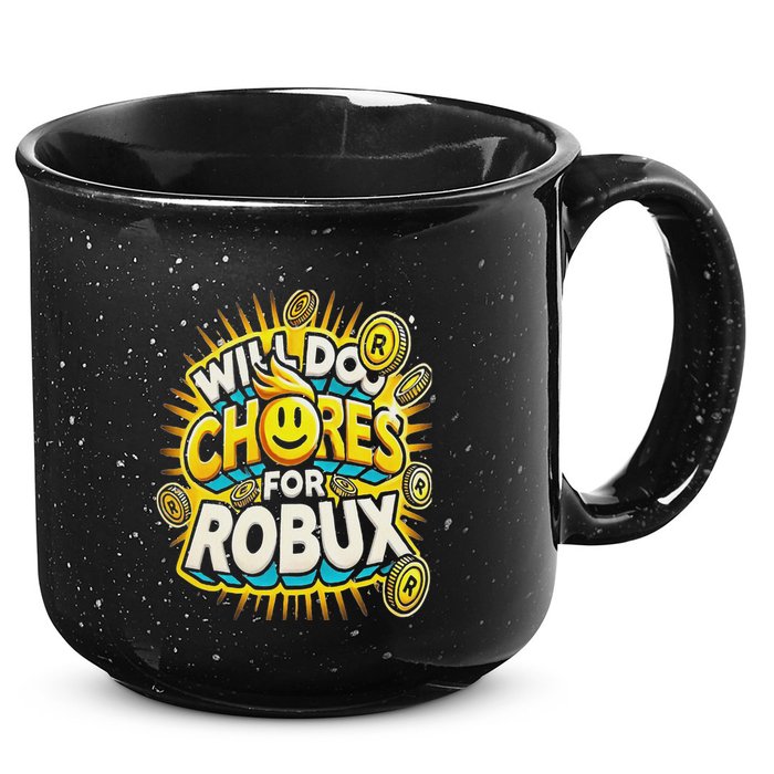 Noob And Professional Gamer Will Do Chores For Robux 15oz Campfire Ceramic Mug