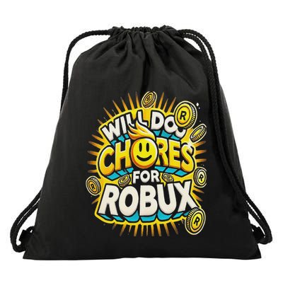 Noob And Professional Gamer Will Do Chores For Robux Drawstring Bag