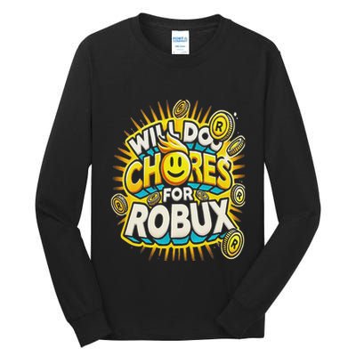 Noob And Professional Gamer Will Do Chores For Robux Tall Long Sleeve T-Shirt