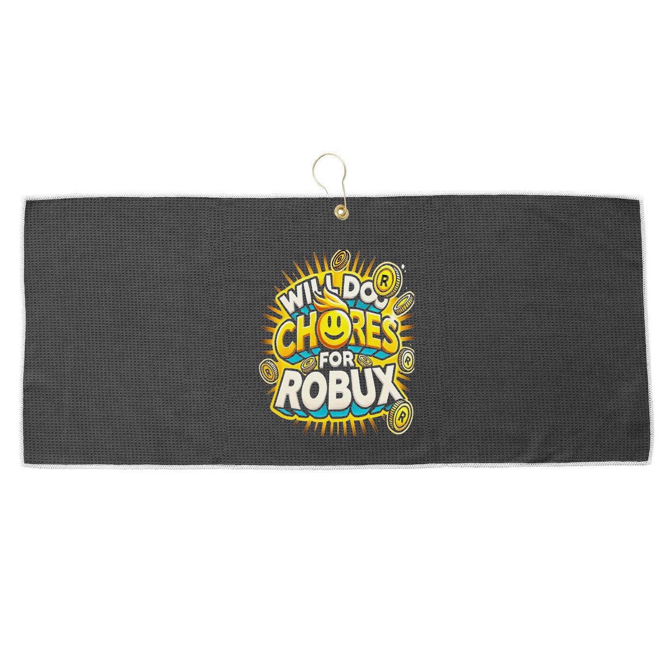 Noob And Professional Gamer Will Do Chores For Robux Large Microfiber Waffle Golf Towel