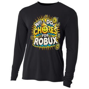 Noob And Professional Gamer Will Do Chores For Robux Cooling Performance Long Sleeve Crew