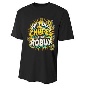 Noob And Professional Gamer Will Do Chores For Robux Performance Sprint T-Shirt